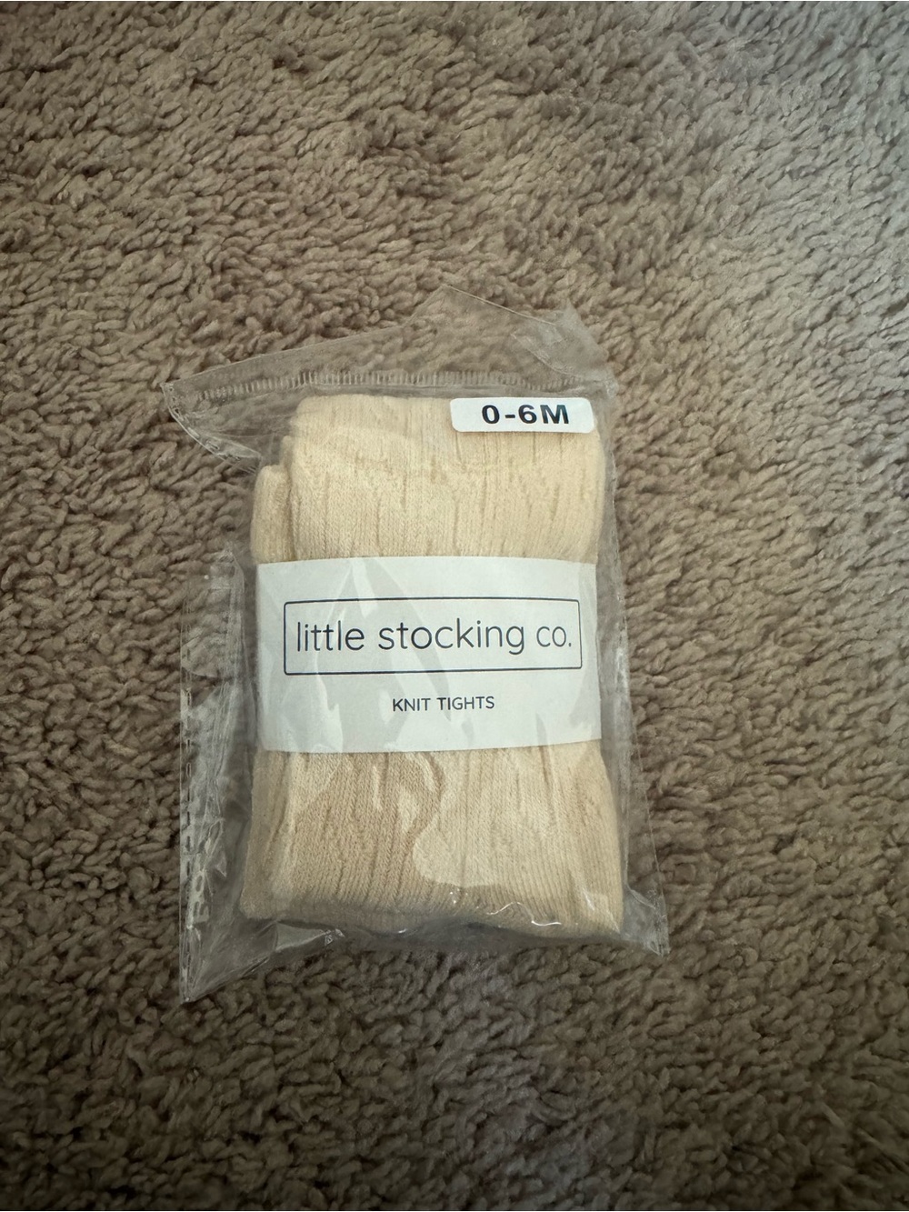 Little Stocking Co. Cream Knit Tights for Baby (0-6M)